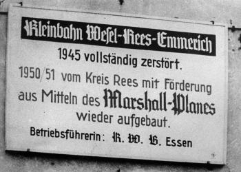 Schild der Kleinbahn Wesel-Rees
