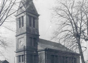 Außenansicht der evangelischen Kirche in Büderich (zwischen 1877 und1935)