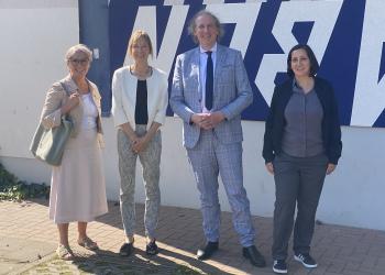 Frauke Eule (MKW), Heike Maschner (MKW), Andreas Brinkmann (VHS), Sarah Schmitz (VHS-Landesverband).