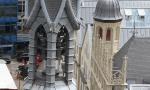 Blick vom Glockenturm des Willibrordi-Doms auf Chorreiter mit Glockenspiel und Historisches Rathaus im Juli 2012