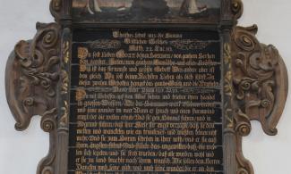 Gedenktafel der Weseler Schiffergilde von 1650 im Willibrordidom zu Wesel