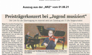 Zeitungsbericht NRZ Jugend musiziert 1.6.21