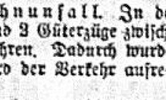 Kurzmeldung der Niederrheinischen Neuesten Nachrichten über einen Eisenbahnunfall