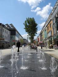 Fußgängerzone von Wesel, Fontänenfeld im Vordergrund