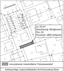 Lageplan zum geplanten einzuziehenden Teilstück der Felixstowestraße