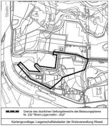Kartendarstellung des Geltungsbereichs des Bebauungsplans Nr. 232 "Rhein-Lippe-Hafen-Süd"