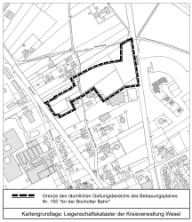 Bebauungsplan Nr. 155, räumlicher Geltungsbereich Abbildung des räumlichen Geltungsbereiches von Bebauungsplan Nr. 155 "An der Bocholter Bahn"
